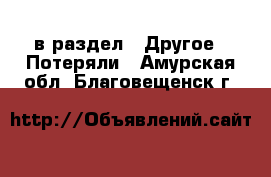  в раздел : Другое » Потеряли . Амурская обл.,Благовещенск г.